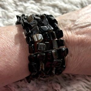 Beautiful Beaded Cuff Bracelet 1.5" Wide Gently Used Good Condition One Size